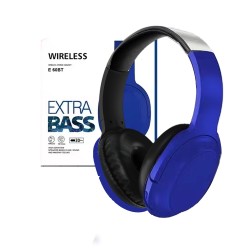 Wireless Hifi Stereo Headset E 60BT with Mic and Volume Control Blue Wireless Hifi Stereo Headset E 60BT with Mic and Volume Control Blue